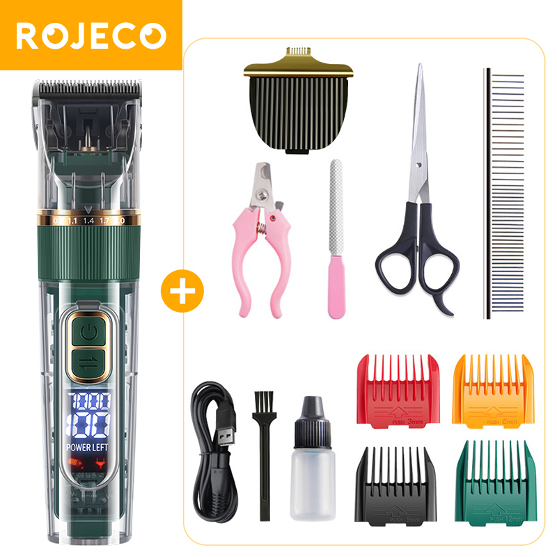 ROJECO Dog Hair Trimmer Rechargeable Pet Hair Clippers Cutting For Puppy Grooming Cat Haircut Electric Shaver Dog Accessories
