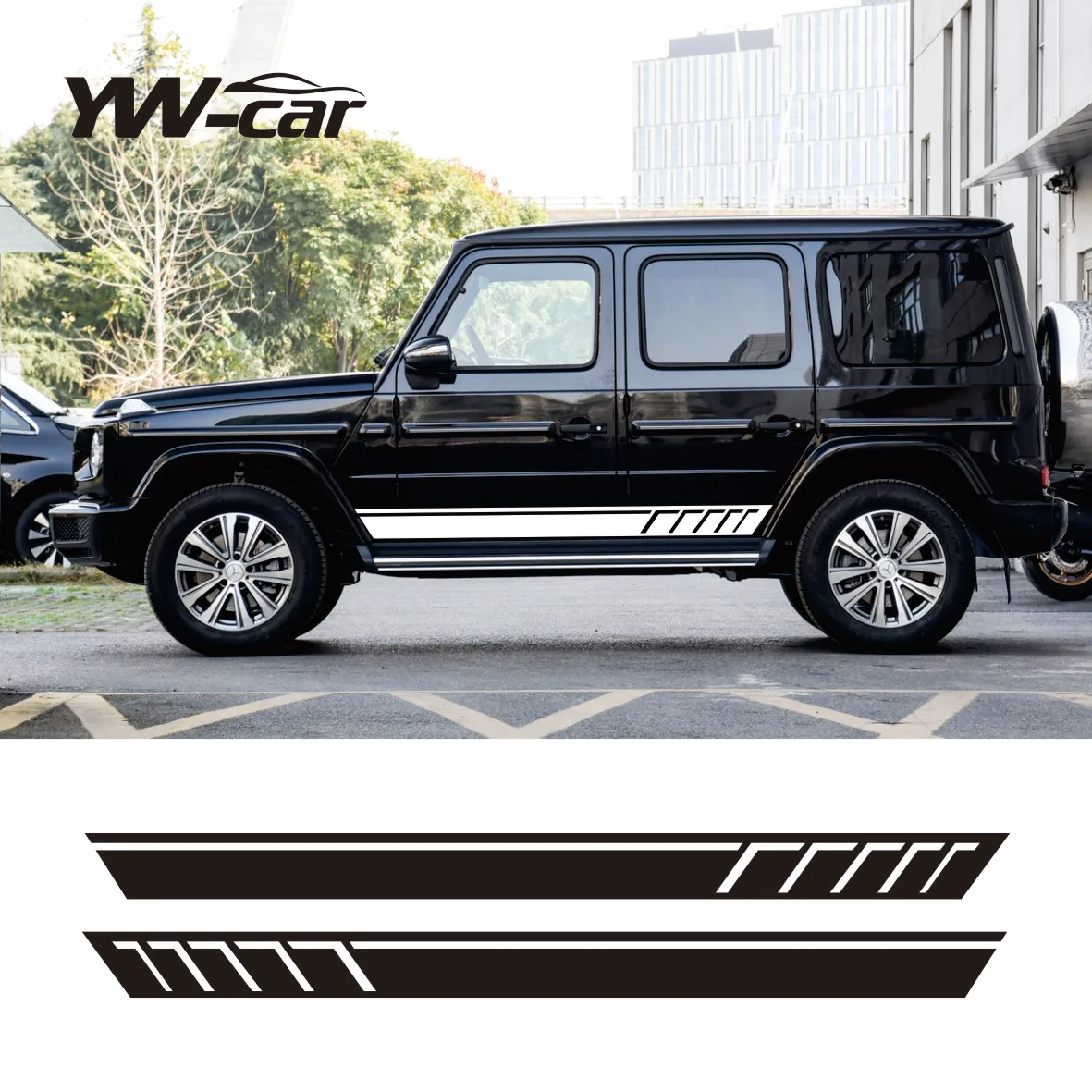 

2 Pcs Edition One Style Door Side Stripes Skirt Sticker For Mercedes Benz G63 AMG W463 W464 G500 G65 G55 G350 G550 4X4 6X6