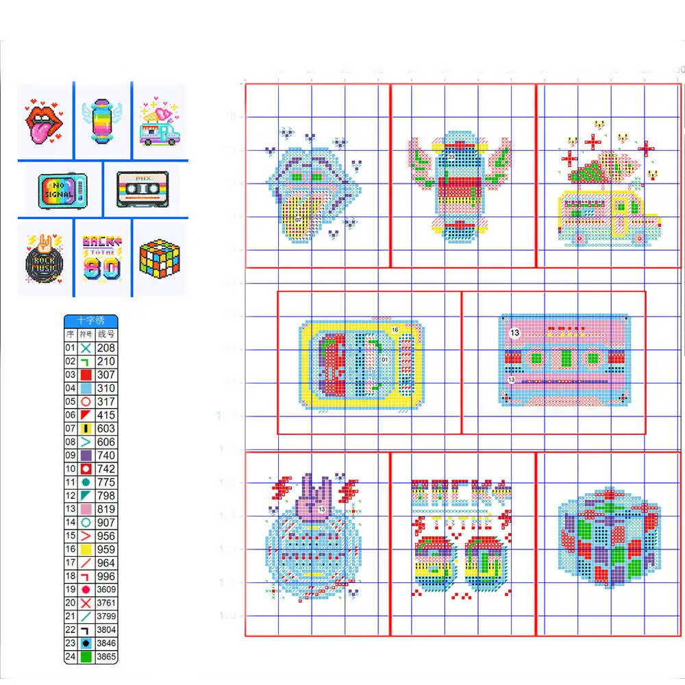 8pcs New Collection Cross Stitch Set Cartoon 11CT Printed Canvas Embroidery Rubik's Cube Needlework Home Decoration