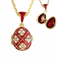 YAFFIL 2025 New Enamel Handmade Brass Vintage Egg Crystal Necklace That Can Be Opened As A Gift For A Woman Or Child 1