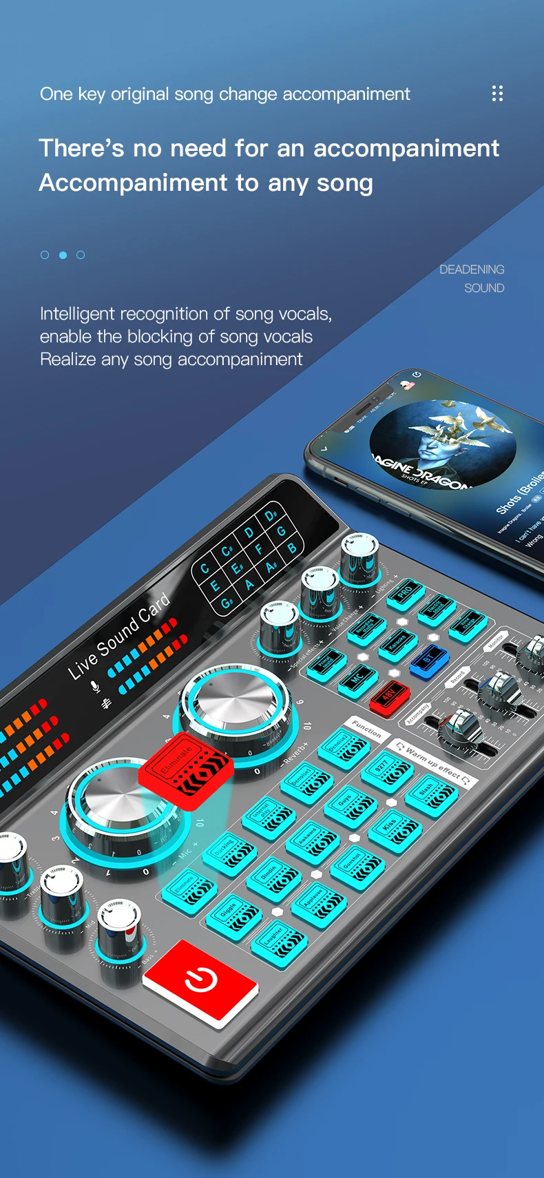 Live Sound Card for Mobile & Computer Universal Recording Mic Head Dedicated for Singing and Live Streaming