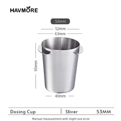 Stainless Steel Coffee Dosing Cup - Wear - Resistant Espresso Accessory (Sliver - 53MM)