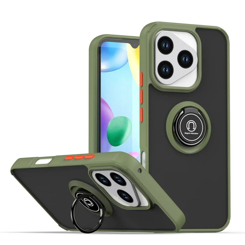 Enhanced Title:  
Durable Armor Matte Case with Magnetic Ring Stand - Shockproof Protection and Versatile Kickstand