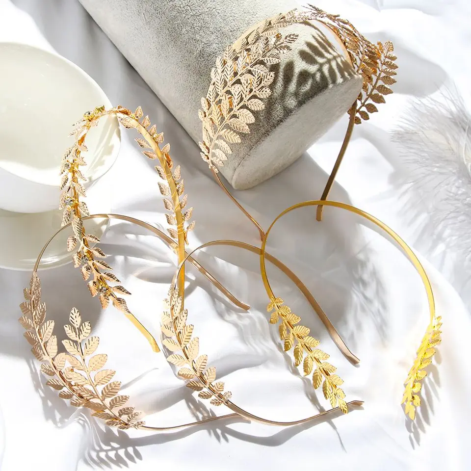 Fascia per capelli da principessa, con fiori, per matrimonio