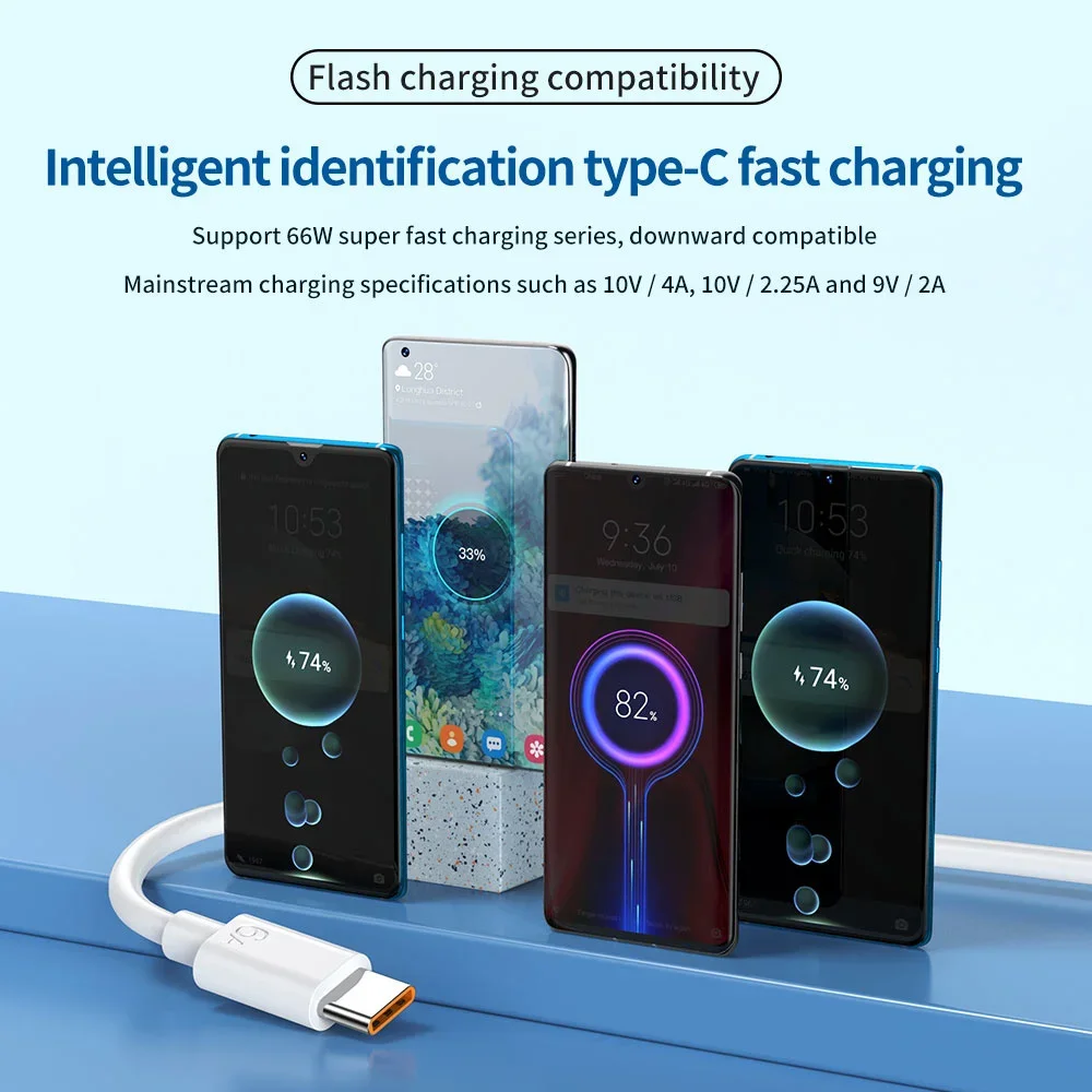0.25M/1M/1.5M/2M 6A USB to Type C Quick Charge 3.0 Data Cable Super Fast Charging Portable Travel Data Wires Fast Charging Cords