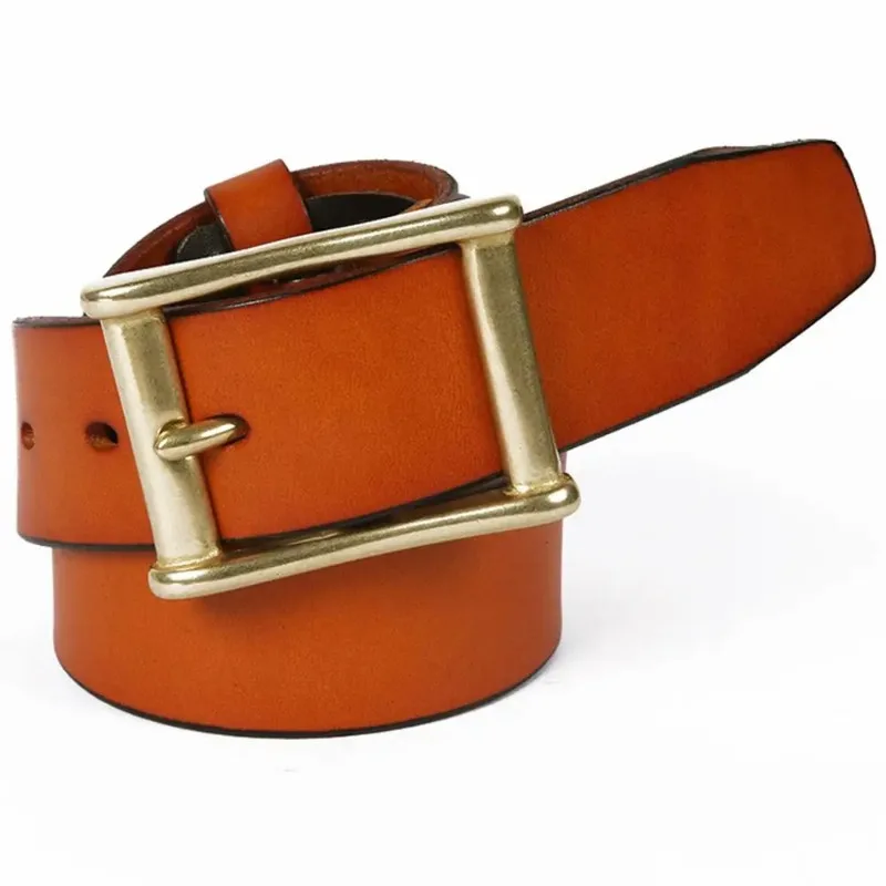 2023 New Quality Pure Cow Skin Leather Men's Retro  Brass Pin Buckle Cowhide Casual Accessories Belts for Men Jeans 2024 New 2023new 3 8cm thick cowhide copper buckle genuine leather casual jeans belt men high quality retro luxury male strap cintos 2024