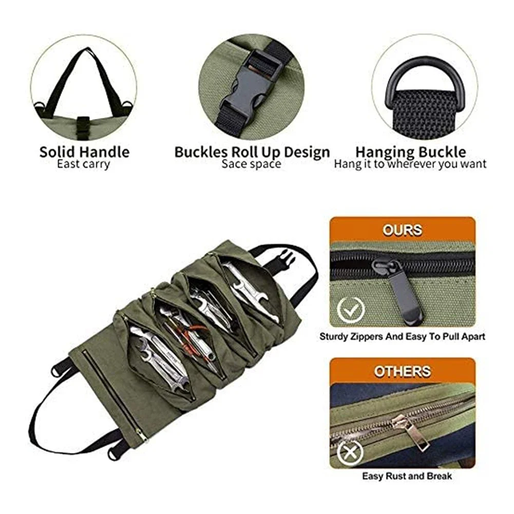600D Oxford Pocket Tool Pouch Adjustable Tool Waist Bag Belt with Pockets Holder Storage Bag for Woodworkers Electricians 5