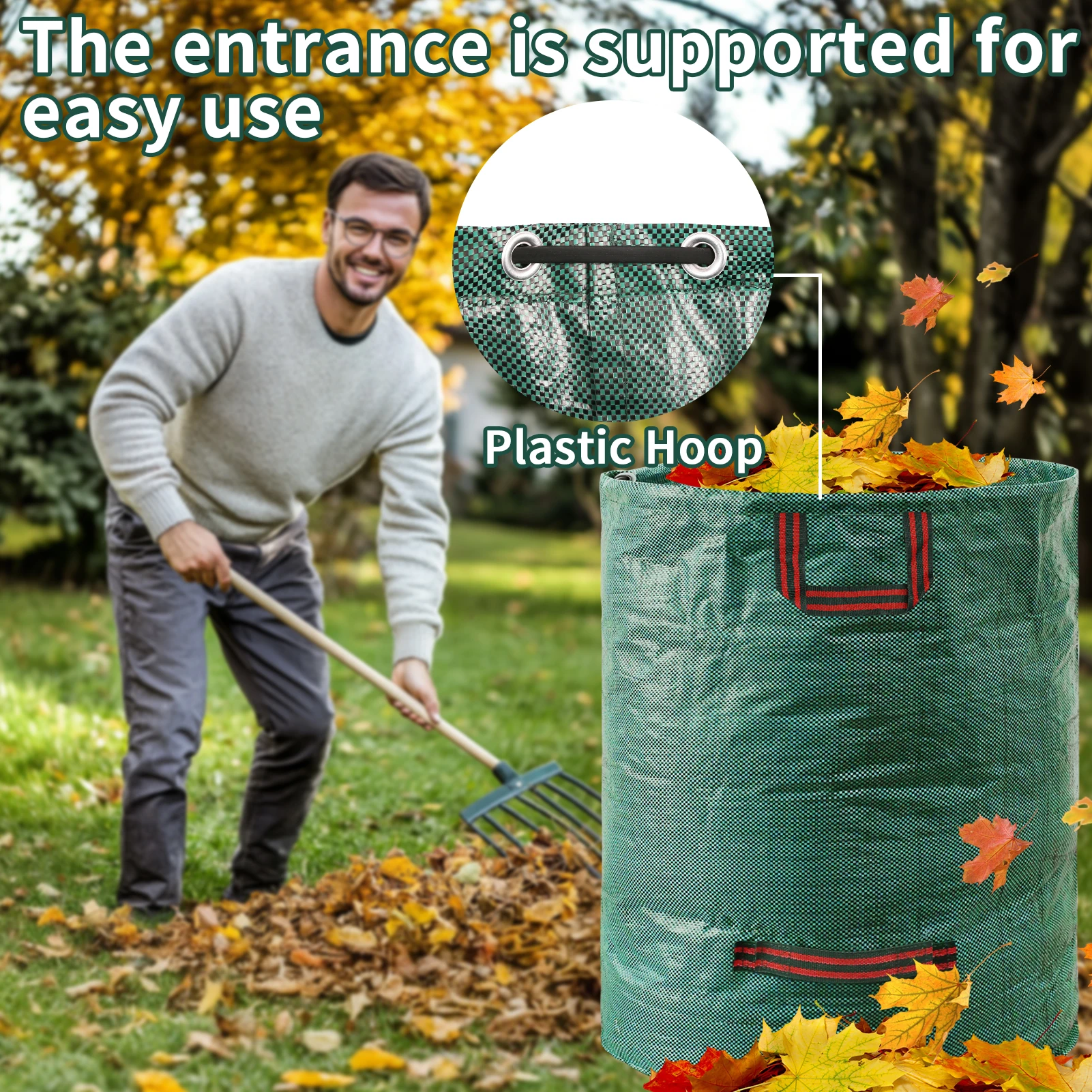 Garden Waste Bag 500L/300L/120L Large Capacity Reusable Waterproof Leaf Sack Weed Trash Container For Yard Leaf Storage Can
