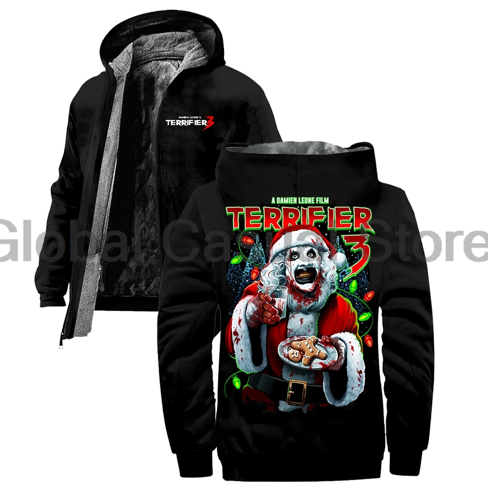 Terrifier 3 Horror Movie Cosplay Merch Jacket Parkas Women Men Zipper Hoodies Long Sleeve Halloween Christmas Winter Coat 3