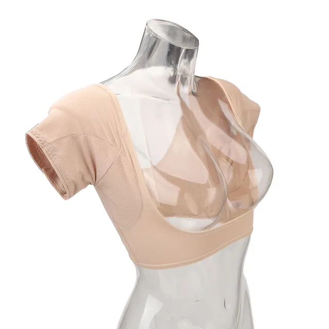 Underarm Sweat Vest Quick Dry Breathable Mesh Reusable Armpit Sweat Pads for Women Girls Skin Color Underarm Sweat Shirt 4