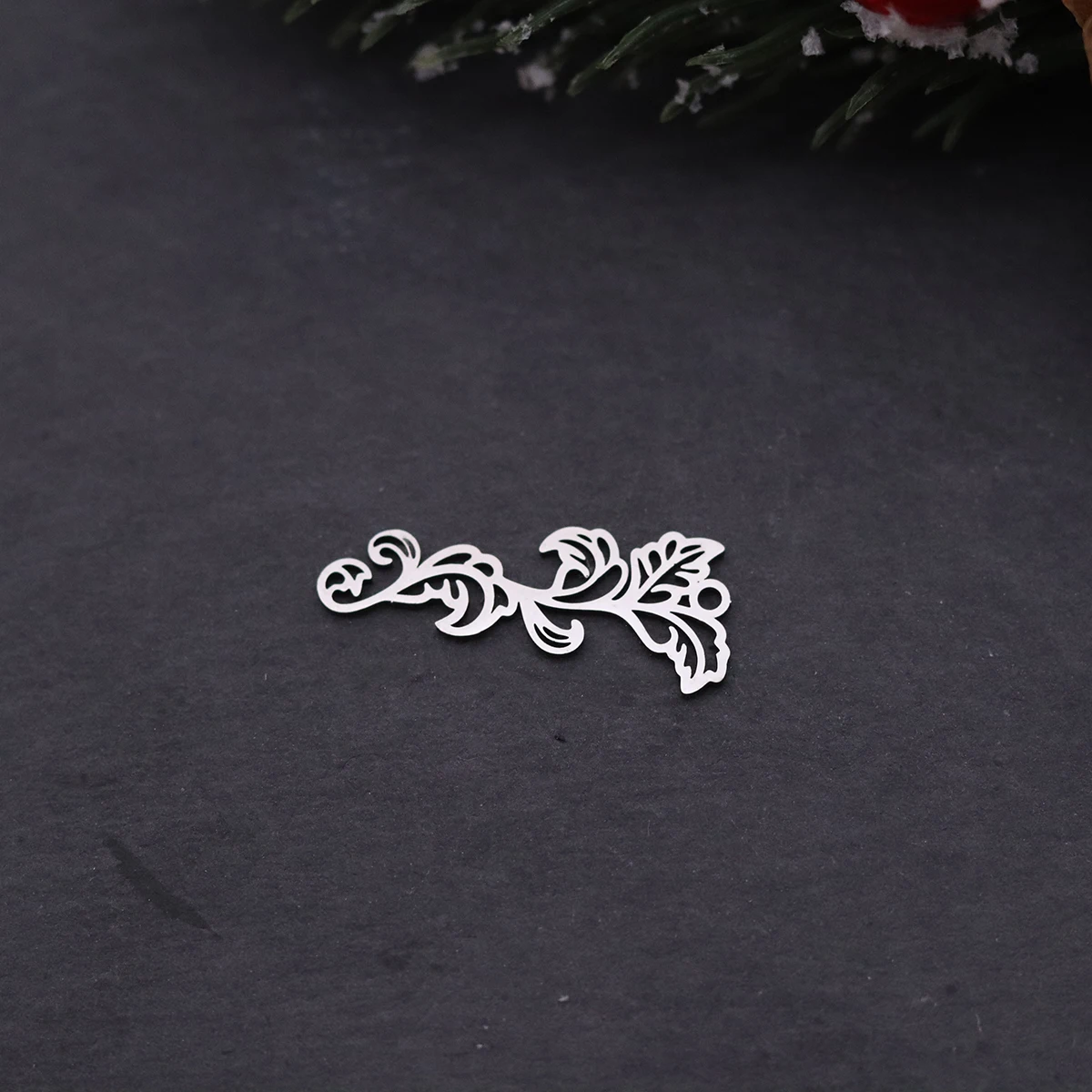 3pcs 꽃 덩굴 참 펜던트 스테인레스 스틸 DIY 수제 목걸이 귀걸이 쥬얼리 만들기 자연 애호가 선물 액세서리