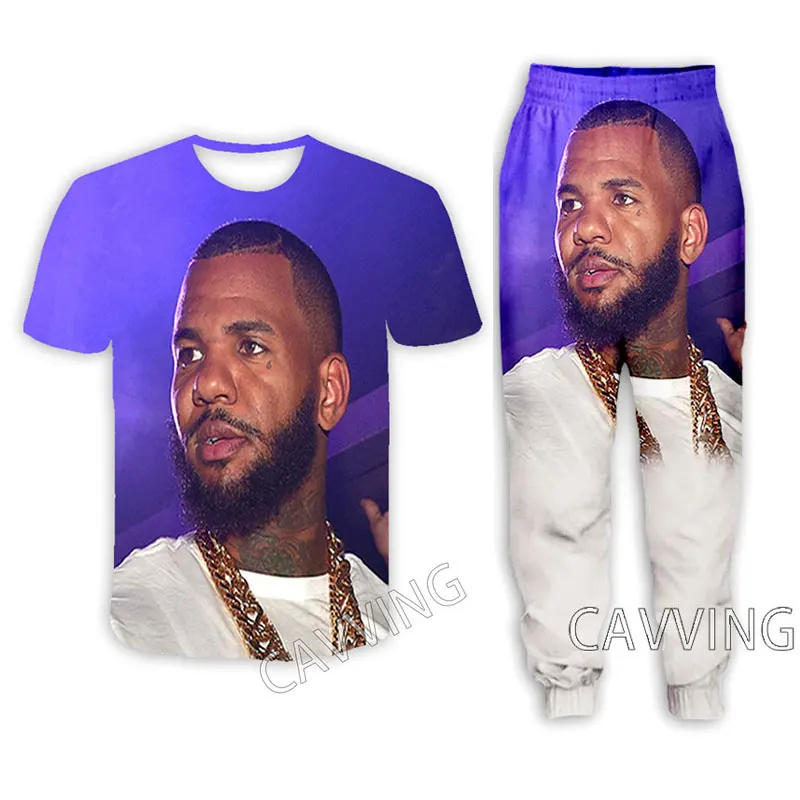 

Повседневная футболка Rapper The Game с 3D принтом + брюки, штаны для бега, брюки, костюм, одежда, женские/мужские комплекты, костюм, одежда