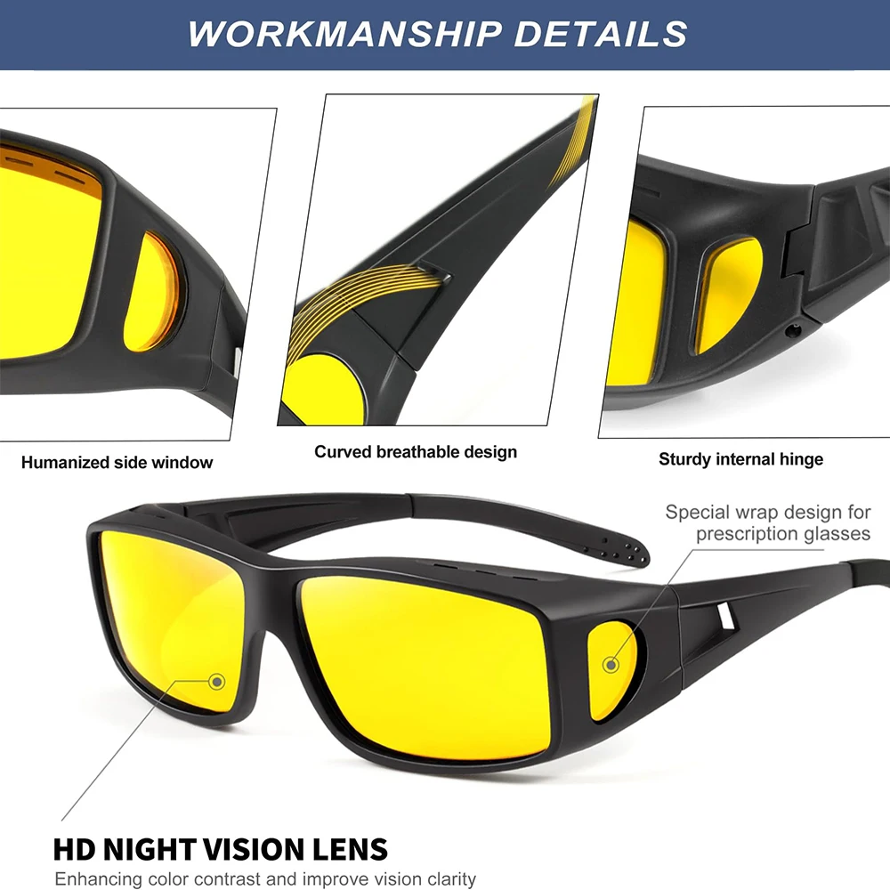 CRIXALIS Polarized Night Vision Anti-Glare Glasses with UV400 Protection