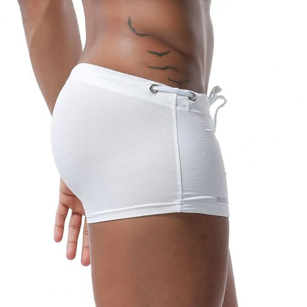 Men Swimming Trunks Comfortable Swim Shorts Men's Low-rise Solid Color Swim Shorts with Waist Tie Stretch Breathable for Sports swim trunks,swim shorts