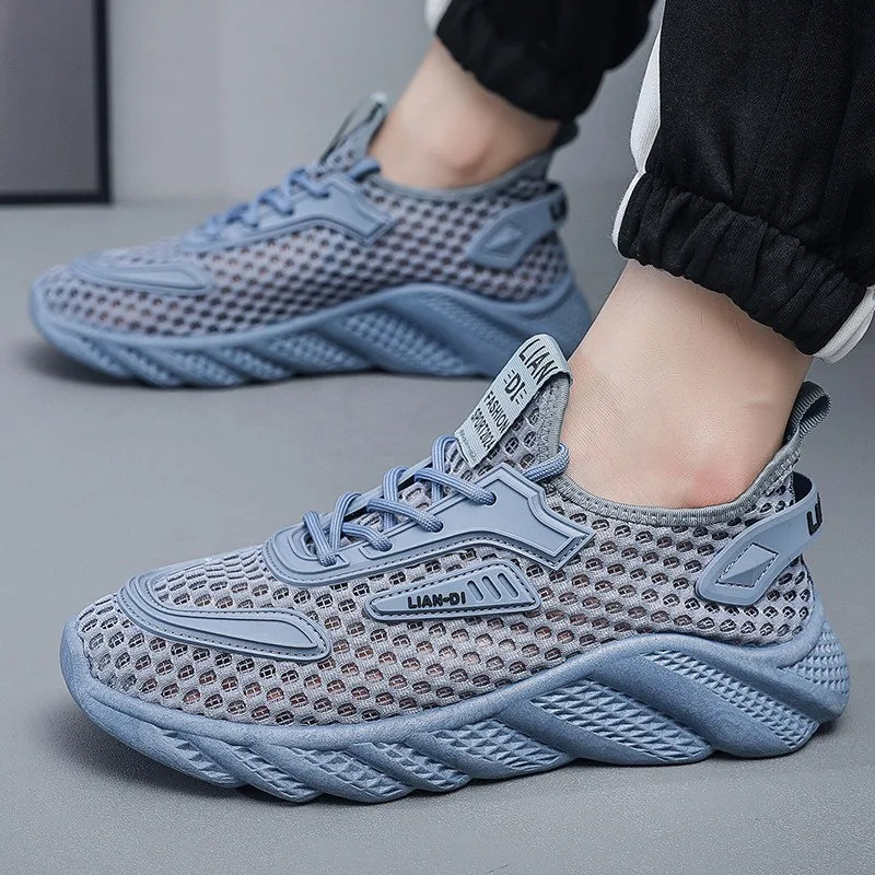 Men's Casual Shoes 2025 Spring Summer Hollow Out Breathable Mesh Shoes Comfortable Platform Lightweight Sneakers Tenis Masculino 4