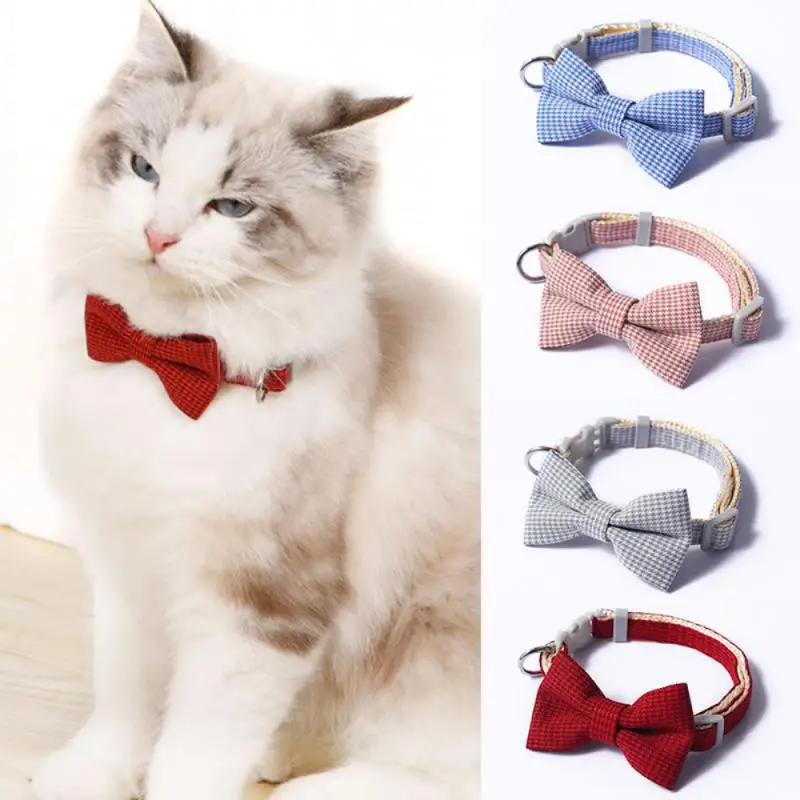Pet Collar Adjustable Durable Cat Collars Cute Bow Kitten Necklace Soft Bell Puppy Lead Pet Product Dog Supplies Cat Accessories