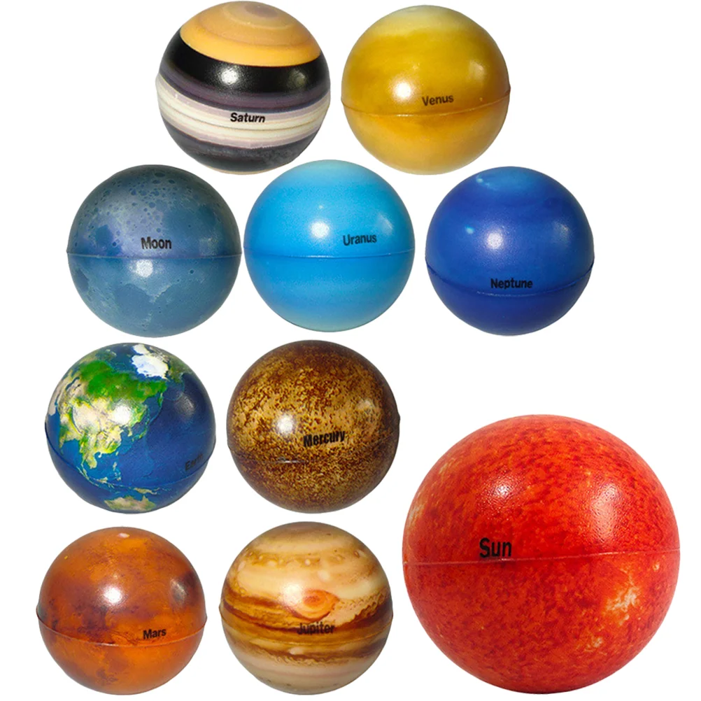 

Solar System Stress Balls Eight Planets Sun Moon Bouncy Ball Decompression Squeeze Balls Stress Relief Educational Toys