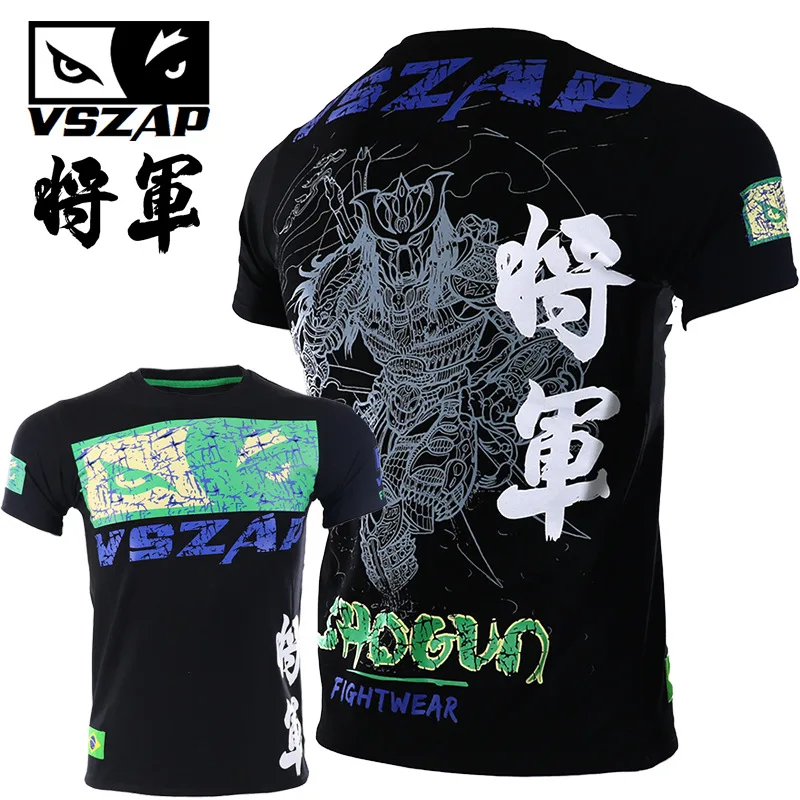 Sports apparel mens t shirt BJJ rash guard Vszap mens Jiu Jitsu MMA compression top fightwear short sleeve combat boxing training Muay Thai T Shirt S-4XL