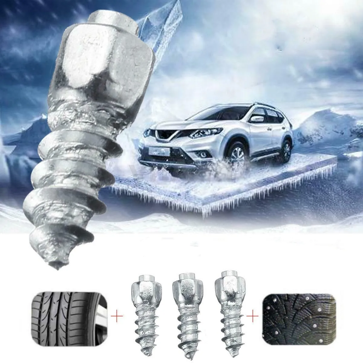 Wheel Tyre Studs 100Pcs Car Tire Studs Anti-Slip Screws Nails for Auto Motorcycle Bike Truck Off-road Tyre Anti-ice