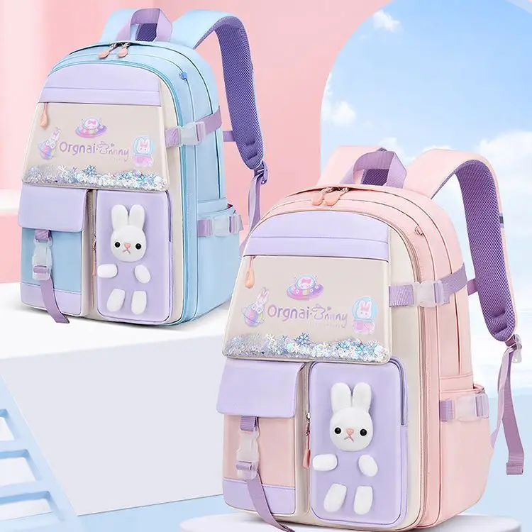 New Girls Backpack Elementary School School Bag Casual Trend Backpack Cartoon Large Capacity Decompression Waterproof