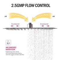 ฝักบัวแรงดันสูง สแตนเลส สีดำ เงิน ทอง ขนาด 8 นิ้ว 10 นิ้ว 12 นิ้ว  แบบน้ำตก  ไหลแรง  เพิ่มแรงดันน้ำ  สำหรับห้องน้ำ 2