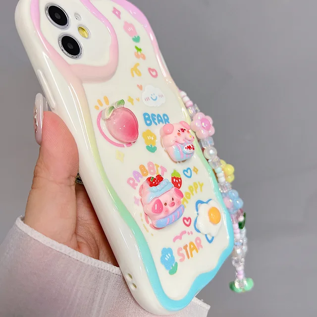 かわいい 3D 豚ブレスレットリストチェーンストラップクリア