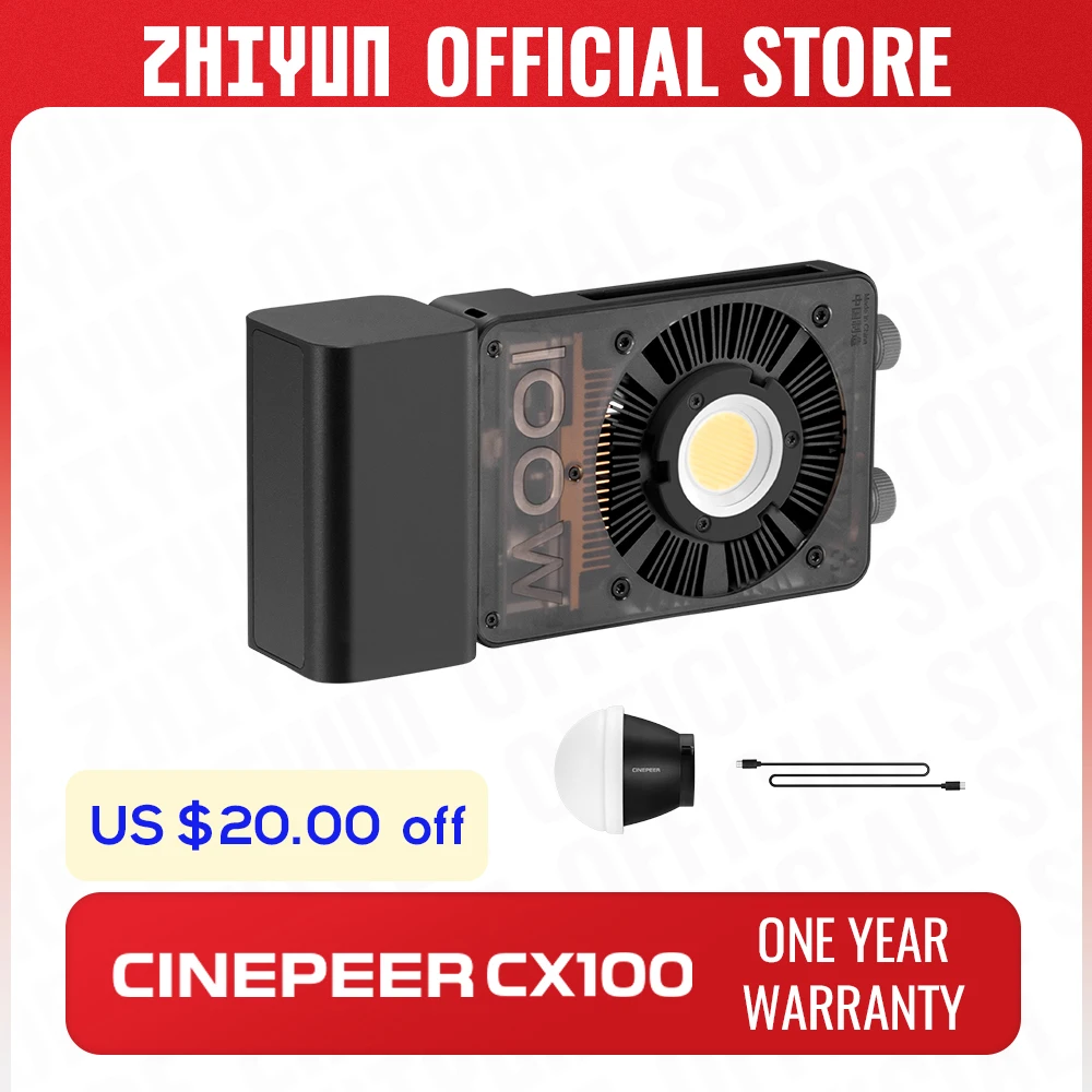 Фото ZHIYUN официальный cineодноранговый CX100 100 вт карманный видео светильник ручной светодиодный монолитный блок фотографий заполняющее фотографическое освещение №1