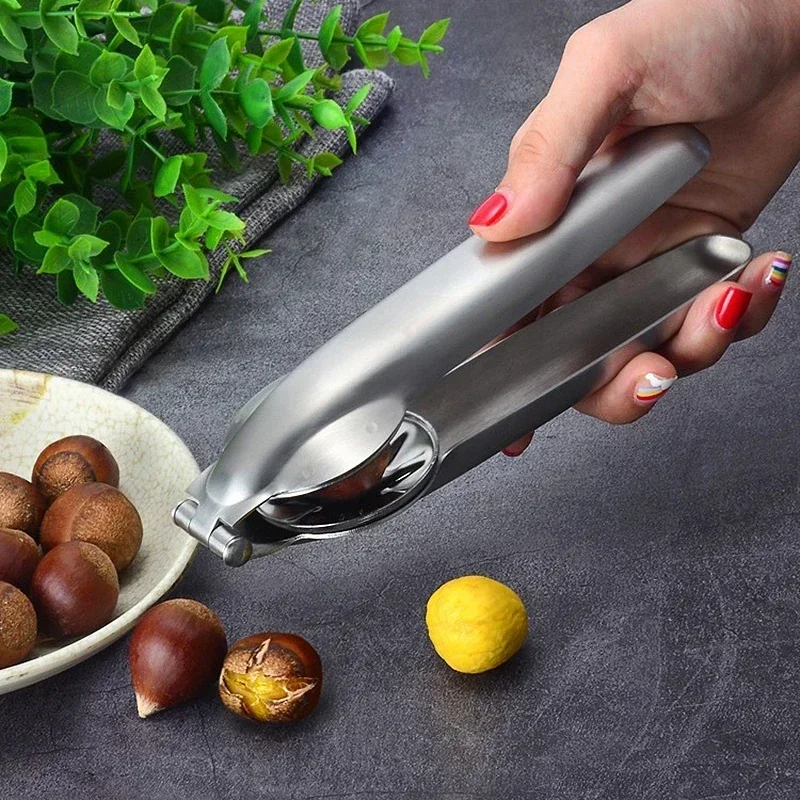 Description Picture 5 of item2in1 Chestnut Machine Kitchen Accessori Stainless Steel Chestnut Cracker Opener Sheath Cutter Metal Nuts Clip Walnut Pliers Tool