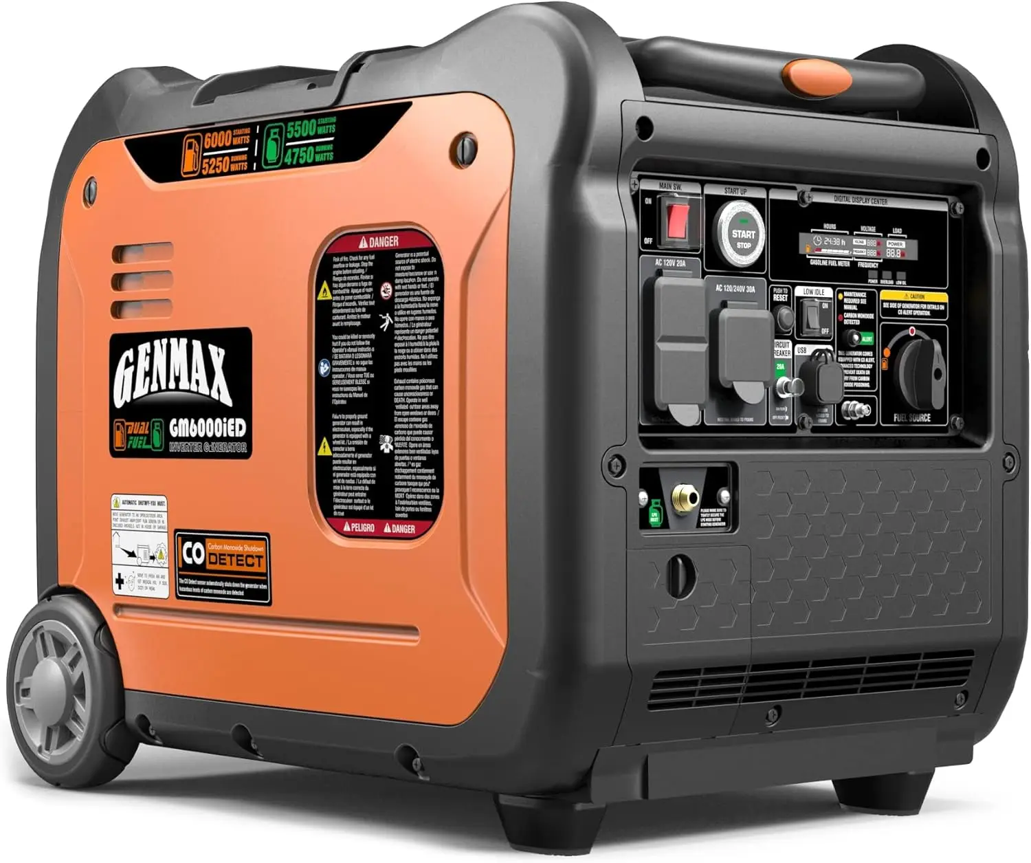 Portable Generator 6000W Super Quiet Dual Fuel Portable Engine with Remote Electric Start Ultra Lightweight for Backup Home Use