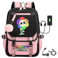 Dandys World Printed USB Charging Backpack for Teenage Girl 2025 Fashion School Bags Kids Sunflower Cartoon Backpack Laptop Bags 2