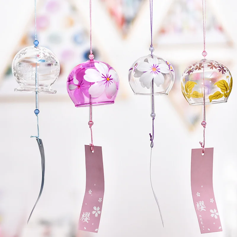 

12pcs/pack 8*7cm Different Hand Painting Glass Windchime Transparent Hanging Praying Bell New Year Birthday Friend Gift Handmade