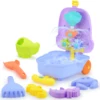 Toddler Beach Toys for Kids ,8 Piece Sand Toys Including , Watering Can, Rake, Shovel, 4 Sand Molds,Outdoor Indoor Play Gift 2