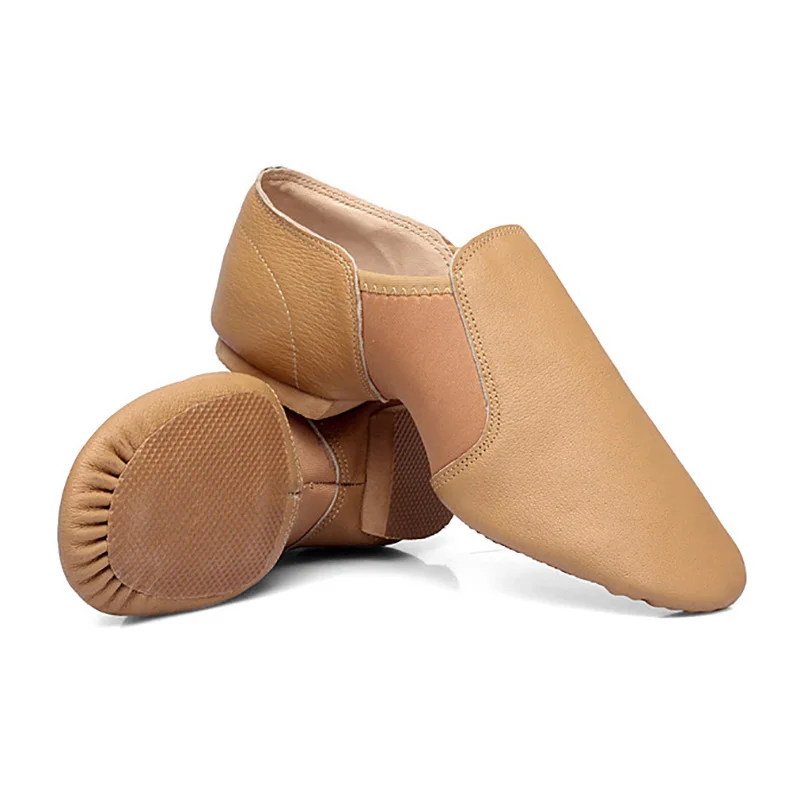 USHINE Black Brown Genuine Leather Elastic cloth Ballet Yoga Training Fitness Jazz Ballet Dace Shoes For Woman Man 6