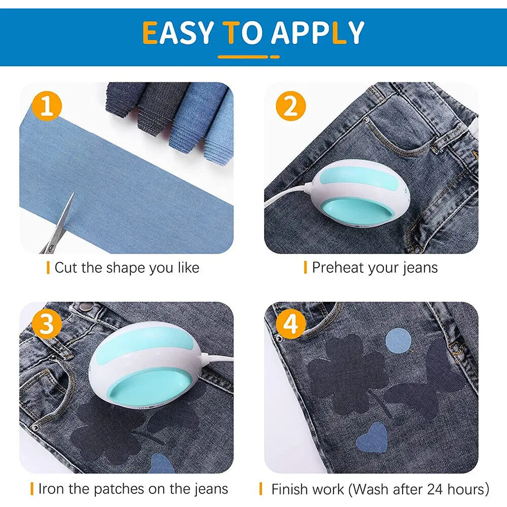 1.5 Meters Iron on Patches Denim Patches Kit for Inside Jeans Clothing Repair Mending Jeans Trousers Fabric Denim Craft
