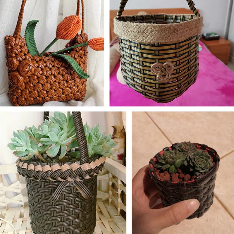 18mm 500g Gradient Flat Synthetic Rattan Material Home Handmade Weave Plastic Rattan Roll Knit Repair Chair Table Basket Decor