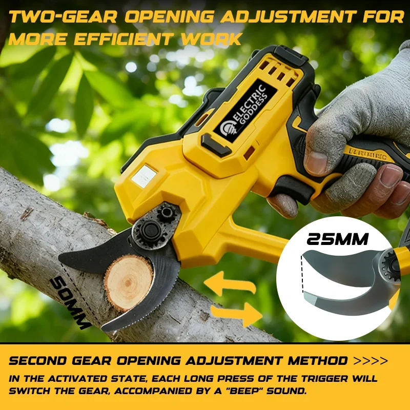 브러시리스 50mm 전동 가위 듀월트 20V 배터리용 무선 과일나무 분재 전동 가지치기 가위