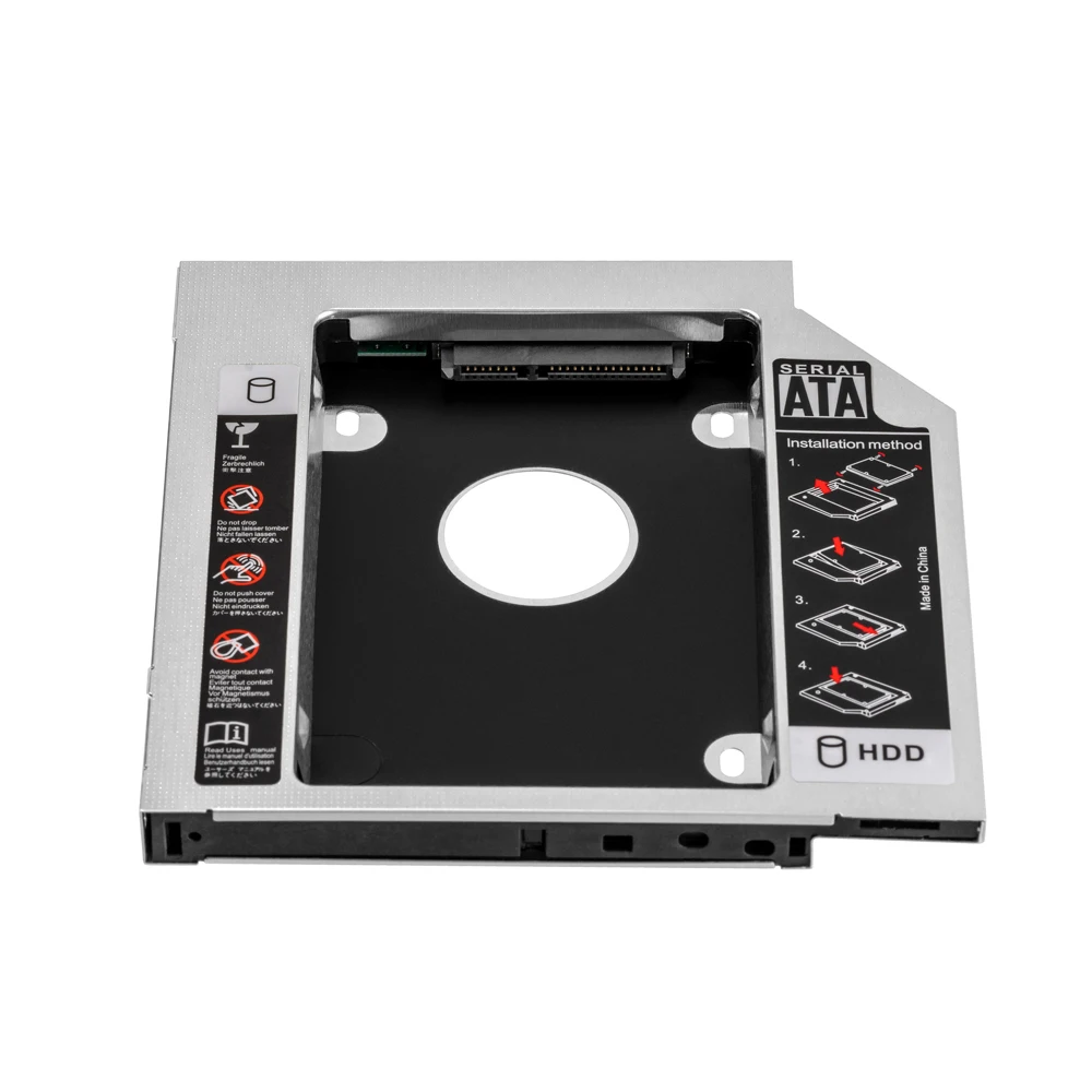 Hard Drive Adapter UnionSine 9.0 9.5 12.7mm HDD Caddy SATA 3.0 for 2.5'' SSD Case for Laptop CD DVD-ROM Optibay