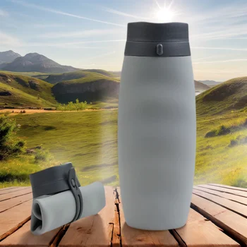 Silicone Folding Bottles High Temperature Resistant Portable Creative Travel Folding Water Cup Camp Fitness Sports Kettle