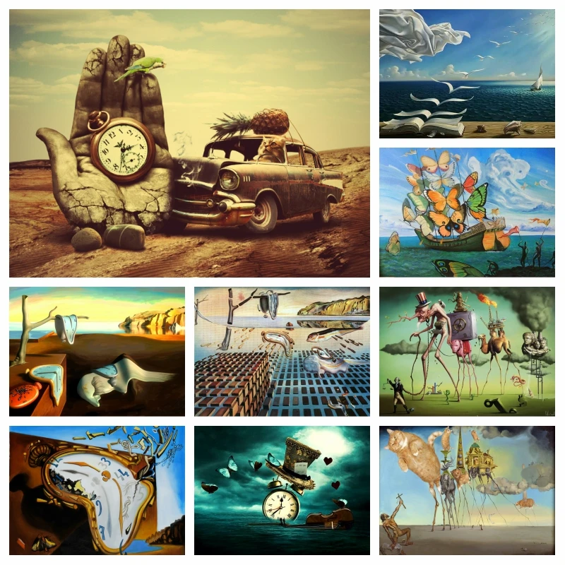Famous Surrealism By Salvador Dali 5d Diamond Painting AB Full Drills Abstrat Art Picture Mosaic Cross Stitch Living Room Decor diamond painting diamond art painting kit diamond painting set