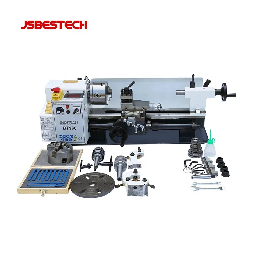 

BT180 Mini bench metal cutting lathe machine with MT2 tailstock taper 7x14"