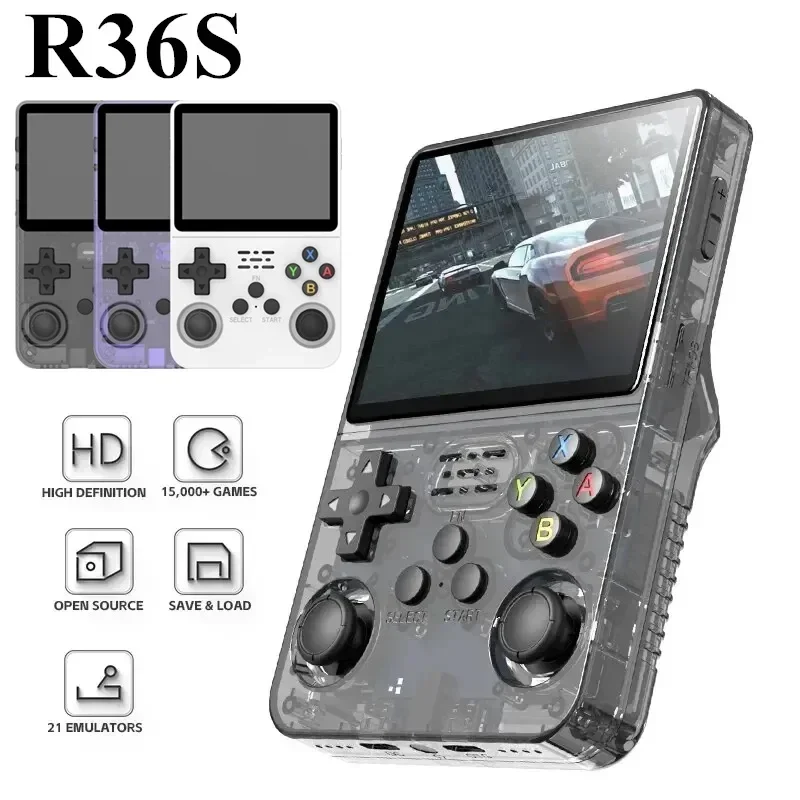 

R36S Retro Handheld Video Game Console Linux System 3.5 Inch IPS Screen Portable Pocket Video Player 128GB Games Boy Gift