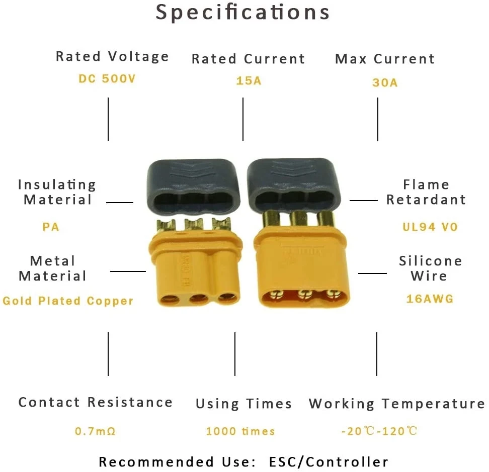 10 / 20 / 50 / 100 pair AMASS MR30 Male Female Connector Plug with Sheath for RC Lipo Battery RC Multicopter Airplane