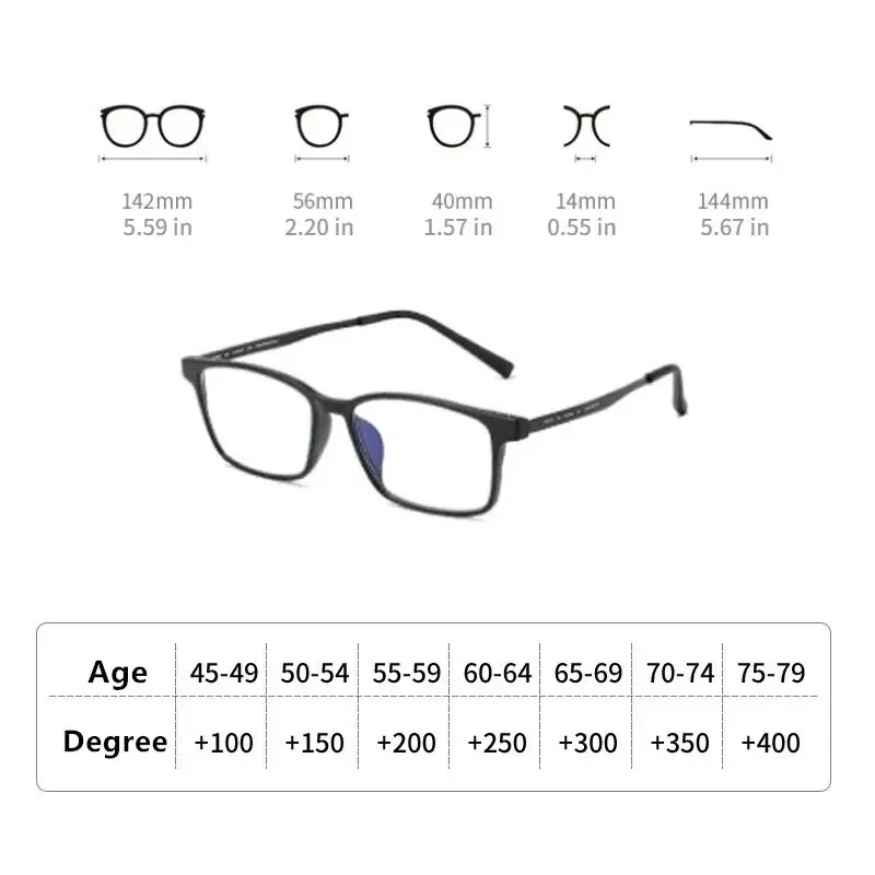 High Quality Titanium Frame Reading Glasses for Women and Men Anti Blue Light Presbyopia Eyewear with Diopter +1.0 To +4.0 3