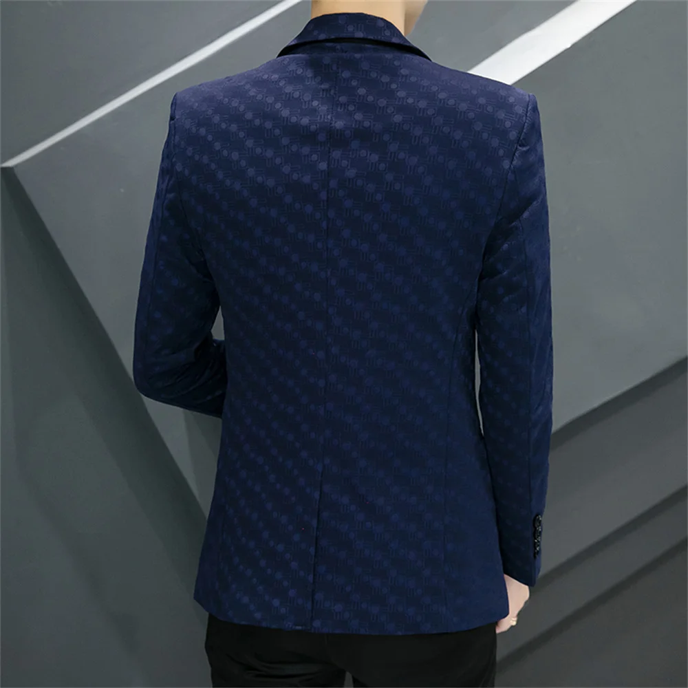 Men's Blazer 2023 New in Casual Business Boutique Wave Dot Leisure Suit Jacket Host Coat Male Formal Party Performance Jacket