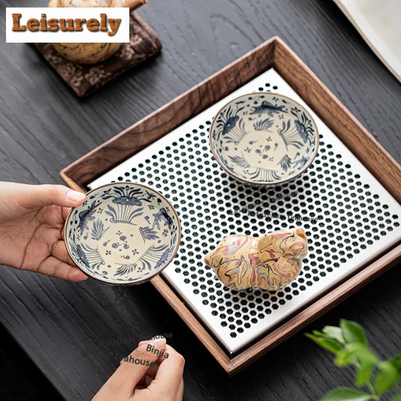 Dunhuang Oil Painting Pair Teacup Luxury Tea Bowl Sample Tea Cup Tea-tasting Meditation Cup Jianzhan Master Cups Cha Decoration