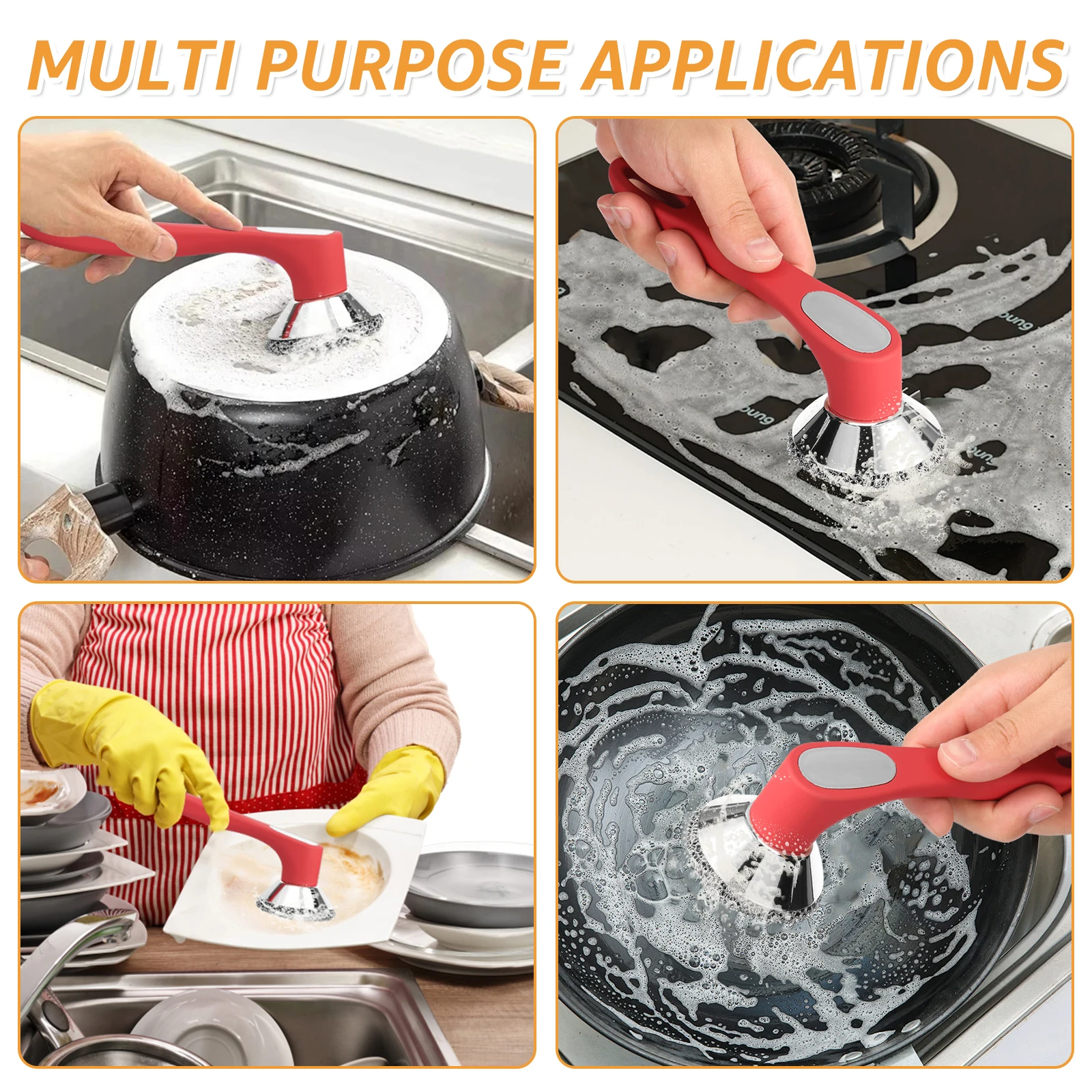 Description Picture 5 of itemCast Iron Scrubber Kitchen Long Handle Cleaning Brush Stainless Steel Rust Pot Pans Rust Remover Scraper Brush Tool