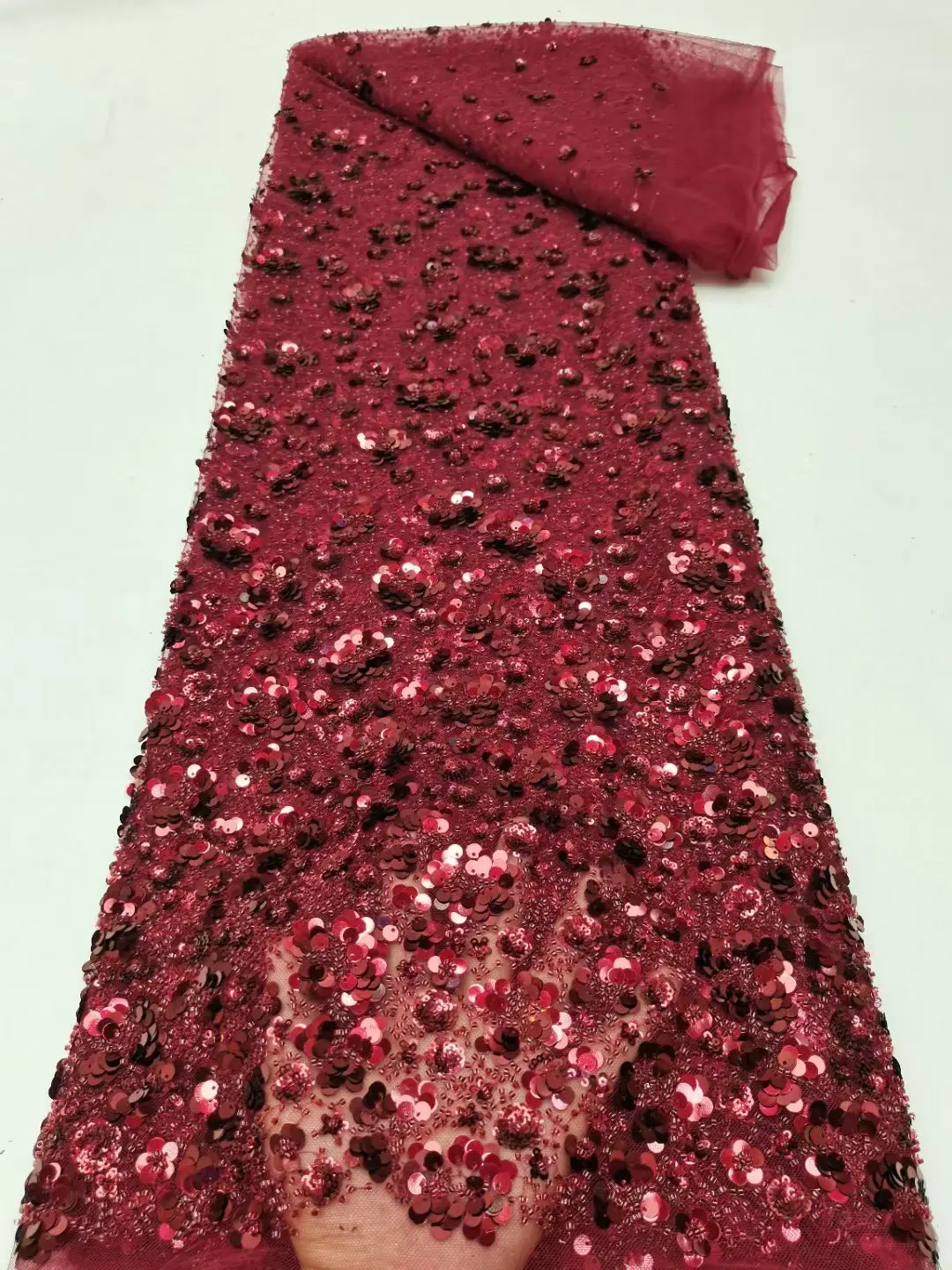 

Африканская кружевная ткань с бусинами и блестками, высокое качество, искусственный Французский тюль, вышивка, сетчатый материал для Нигерии