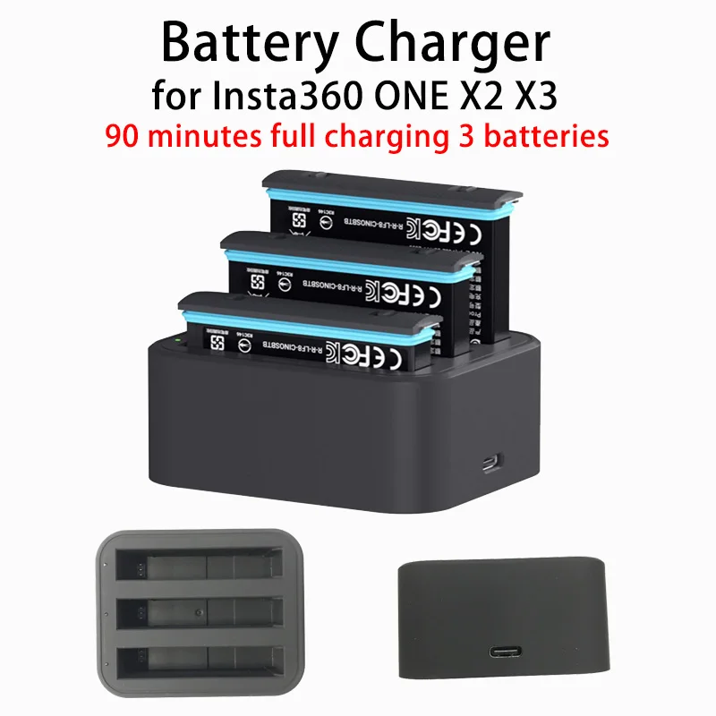 Insta360 ONE X3 Battery Charger Fast Charging at same time Hub For Insta  360 ONE X2 USB Type C Charging Base Power Accessories