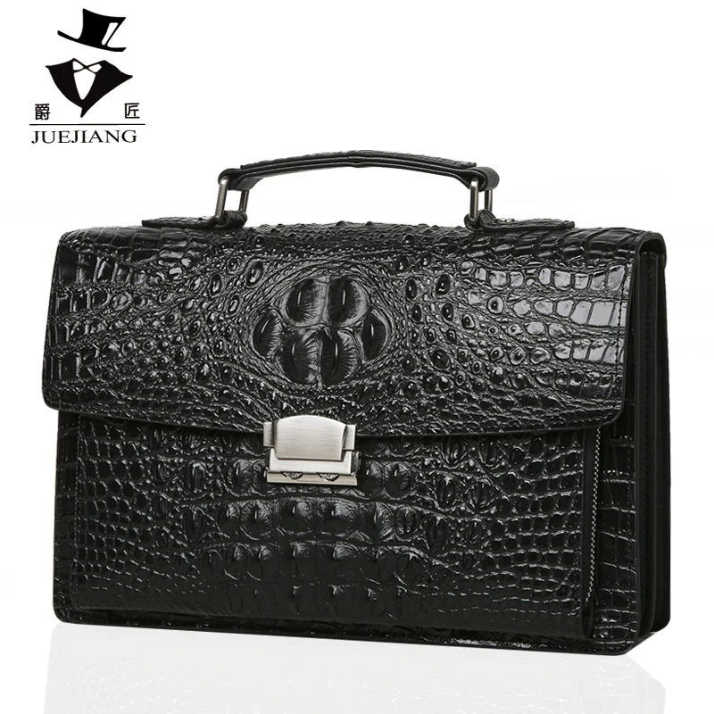 Crocodile Pattern Leather Bag Men's Small Briefcase Men's Handbag Men's Briefcase Men's Bag Cowhide Handbag Large Bag