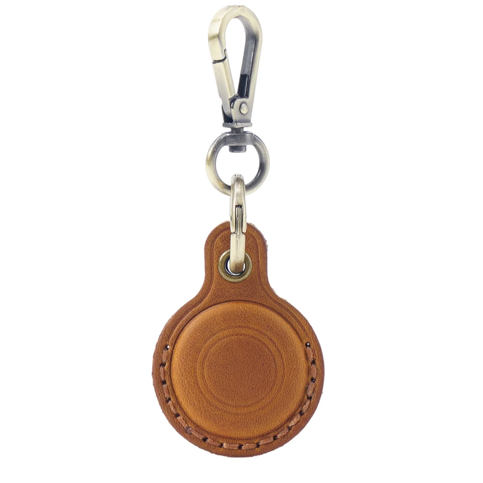 Elegant Leather Keychain Holder Case - Stylish GPS Tracker Cover with Key Ring
